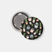 Waterverf Home Planten Zwart Naadloos Magneet (Voorkant / Achterkant)