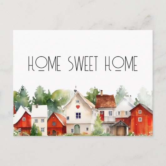 Waterverf Home Sweet Home Vastgoed Briefkaart (Voorkant)