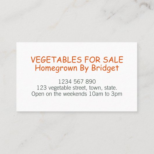 Waterverf Homegrown vegetable Pattern Visitekaartje (Achterkant)