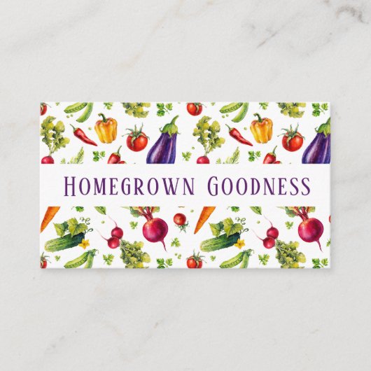 Waterverf Homegrown vegetable Pattern Visitekaartje (Voorkant)