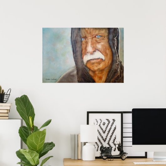 Waterverf Homeless Vietnam Veteran Soldaat Poster (Thuiskantoor)