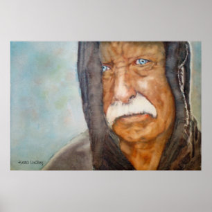 Waterverf Homeless Vietnam Veteran Soldaat Poster