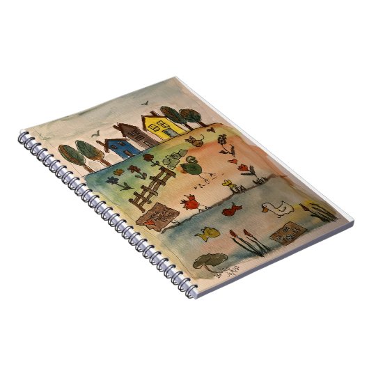 Waterverf Homes op een heuvel Notitieboek (Rechterzijde)