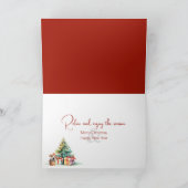 Waterverf hond achter kerstcadeaus kaart (Binnen)