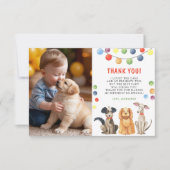 Waterverf hond eerste verjaardag bedankkaart (Voorkant)