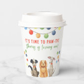 Waterverf hond eerste verjaardag Paw-ty Papieren Bekers (Achterkant)