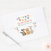 Waterverf hond eerste verjaardag ronde sticker (Envelop)