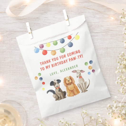 Waterverf hond eerste verjaardagsfeestje BEDANKT Bedankzakje (Geknipt)