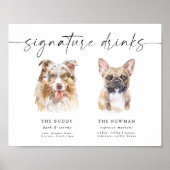 Waterverf Hond Handtekening Drinken Trouwbar Teken Poster (Voorkant)
