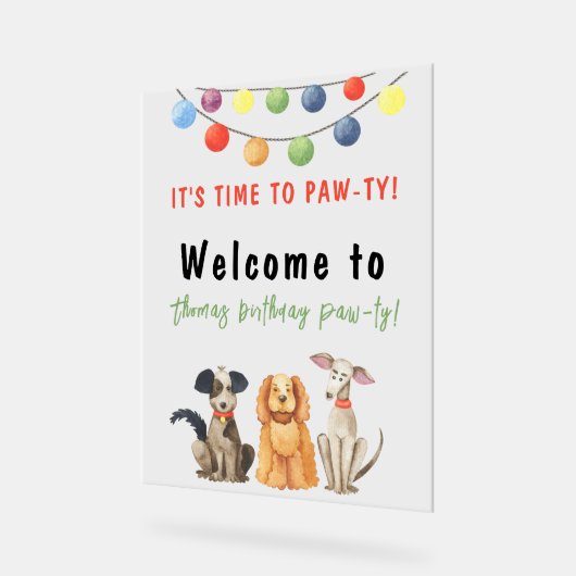 Waterverf hond kinderen verjaardag acryl bord (Hoek)