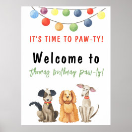 Waterverf hond kinderen verjaardag poster