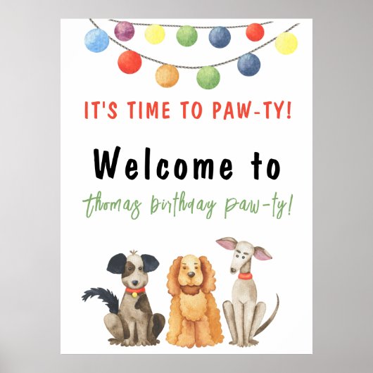 Waterverf hond kinderen verjaardag poster (Voorkant)