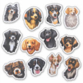 Waterverf Hond Scrapbook Stationery Sticker (Voorkant)