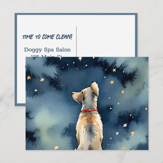 Waterverf Hond Voor Grooming Spa Briefkaart (Voorkant / Achterkant)