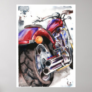 Waterverf Honda Fury Motorcycle door Jamie Hansen Poster