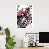 Waterverf Honda Fury Motorcycle door Jamie Hansen Poster (Thuiskantoor)