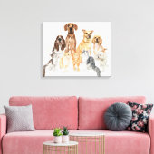 Waterverf honden en katten portret canvas afdruk (Insitu (Woonkamer))