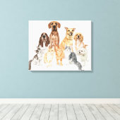 Waterverf honden en katten portret canvas afdruk (Insitu (Houten vloer))