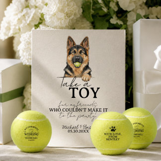 Waterverf Honden Huwelijk Tennisbal Favoriet Reclamebord Met Voetstuk