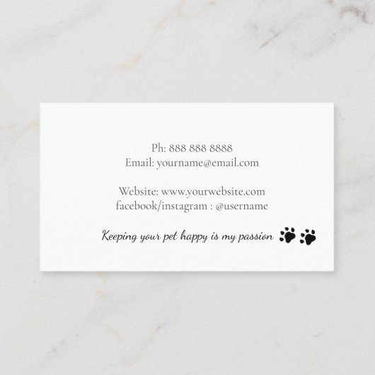 Waterverf honden Pet zitten Visitekaartje (Achterkant)