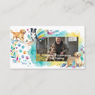 Waterverf Honden Trainer Zakelijke Kaart met Foto  Visitekaartje