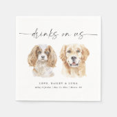 Waterverf Hondenhandtekening Drinken Trouwservette Servet (Voorkant)