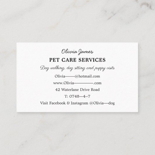 Waterverf hondenloopster visitekaartje (Achterkant)