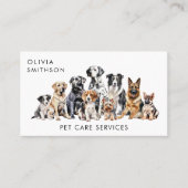 Waterverf hondenpakket hondenlopen en dierenverzor visitekaartje (Voorkant)