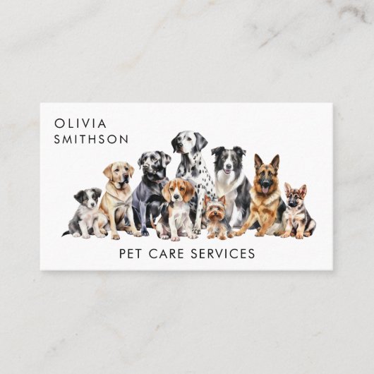 Waterverf hondenpakket hondenlopen en dierenverzor visitekaartje (Voorkant)