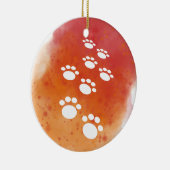 Waterverf Hondenpootsporen Keramisch Ornament (Rechts)