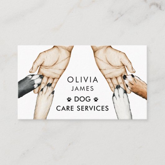 Waterverf Hondenpoten Hondenlopen en verzorging Visitekaartje (Voorkant)