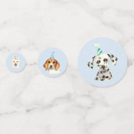 Waterverf Hondenpuppy Verjaardagsfeestje Confetti (Achterkanten)