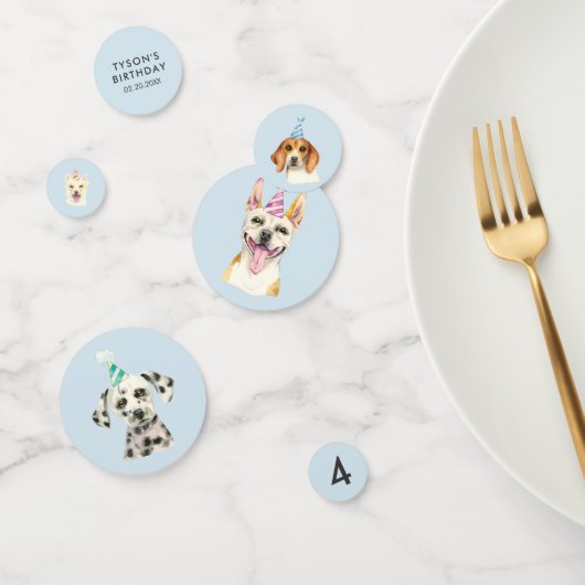 Waterverf Hondenpuppy Verjaardagsfeestje Confetti (Groep)