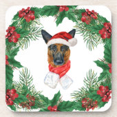 Waterverf Hondenrassen, Duitse herderkerst Bier Onderzetter (Voorkant)