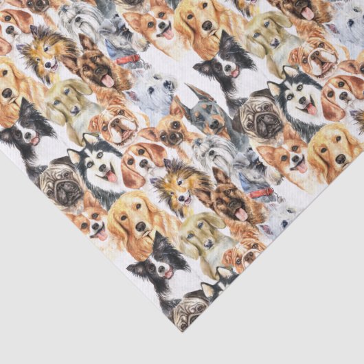 Waterverf Hondenrassen Patroon Tissuepapier (Detail)