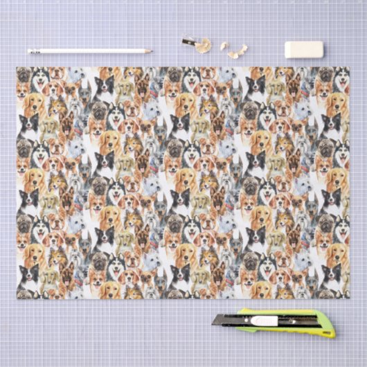 Waterverf Hondenrassen Patroon Tissuepapier (Craft)