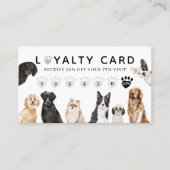 Waterverf Hondenrassen Pet Care & Grooming Loyalty Visitekaartje (Voorkant)