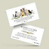 Waterverf Hondenrassen Zonnebloemen Pet Groomer Visitekaartje