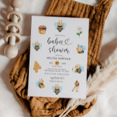 Waterverf Honey Bee Baby shower Invitation Kaart