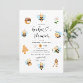 Waterverf Honey Bee Baby shower Invitation Kaart (Staand voorkant)