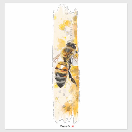 Waterverf Honey Bee Brushstroke Paint Sticker (Vel)