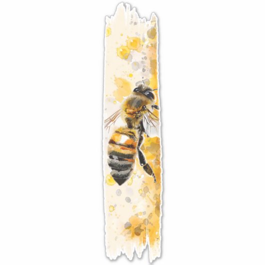 Waterverf Honey Bee Brushstroke Paint Sticker (Voorkant)