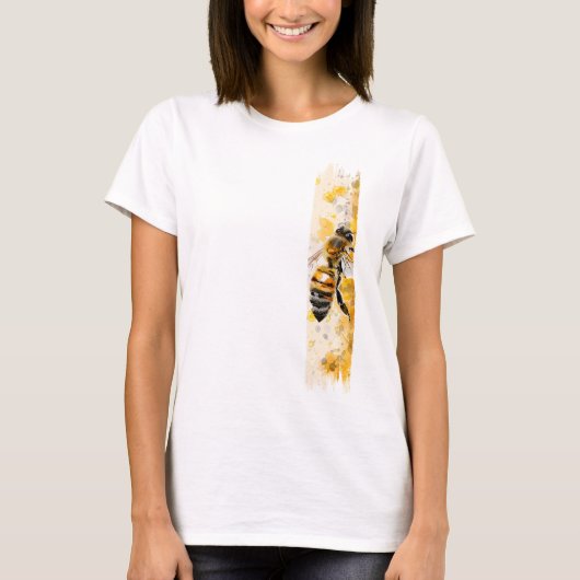 Waterverf Honey Bee Brushstroke Paint T-shirt (Voorkant)