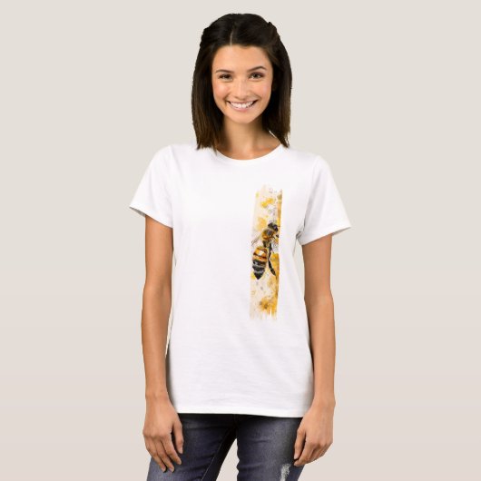 Waterverf Honey Bee Brushstroke Paint T-shirt (Voorkant volledig)