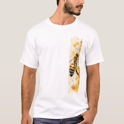 Waterverf Honey Bee Brushstroke Paint T-shirt (Voorkant)