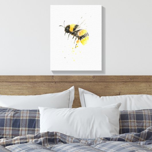 Waterverf Honey Bee Canvas Print (Insitu (Slaapkamer))
