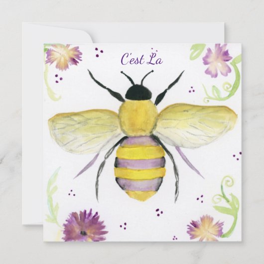 Waterverf Honey Bee Note Card Bedankkaart (Voorkant)