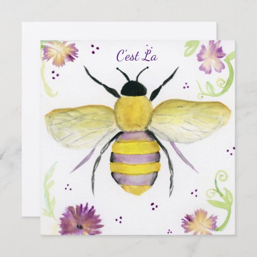 Waterverf Honey Bee Note Card Bedankkaart (Voorkant / Achterkant)