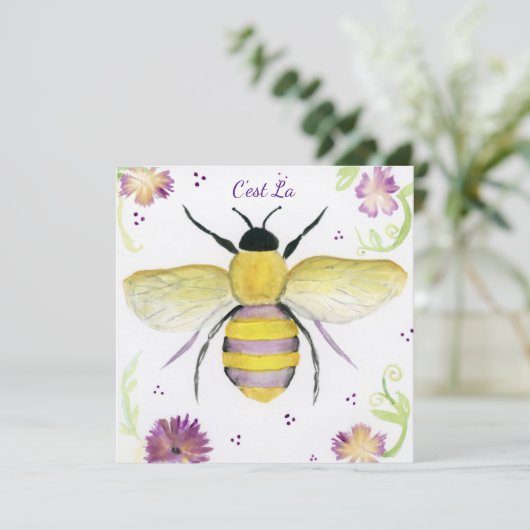 Waterverf Honey Bee Note Card Bedankkaart (Staand voorkant)