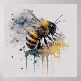 Waterverf Honey Bee Poster